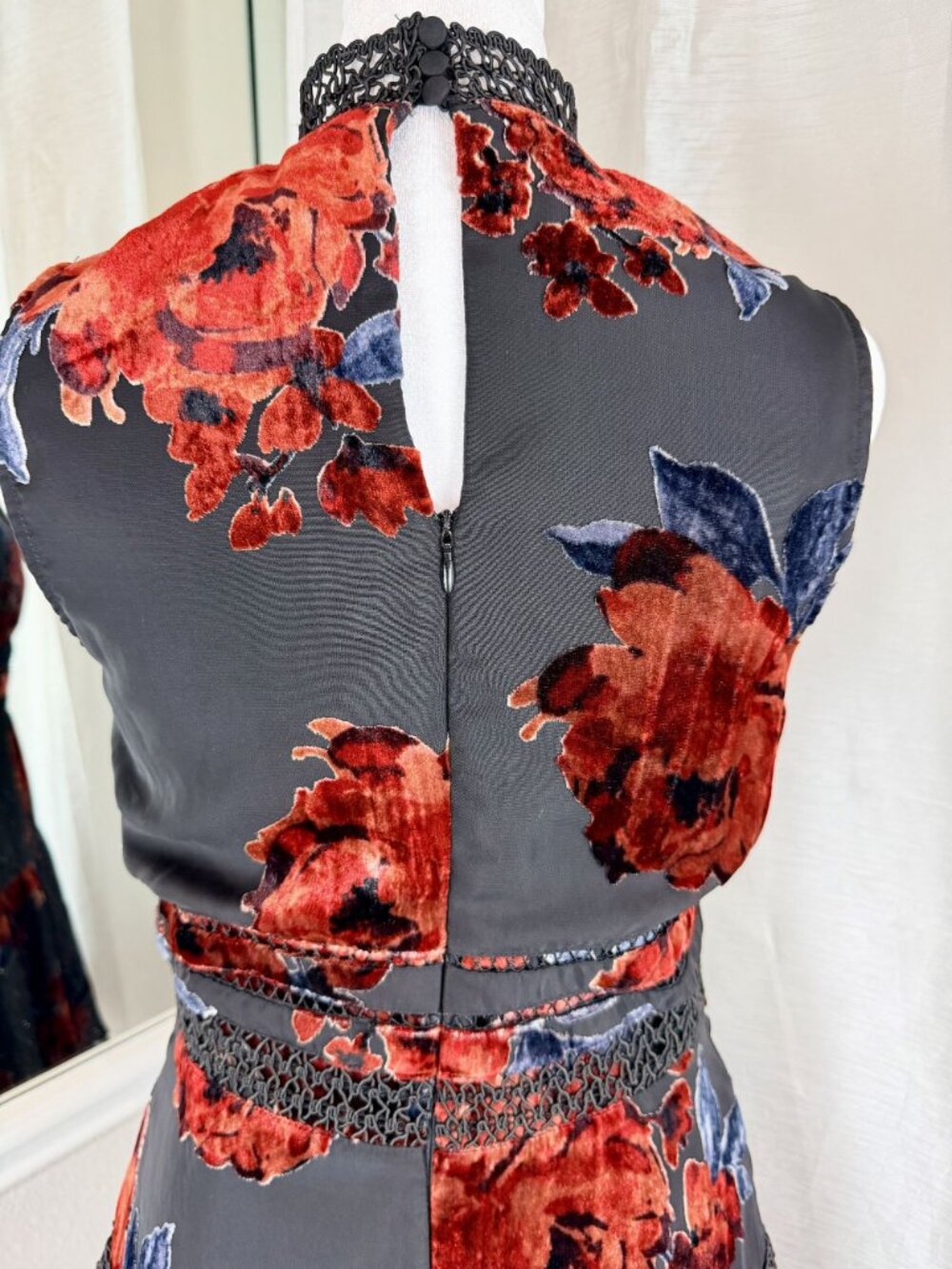 Gianni Bini XS Floral Burnout Mock Neck Fit & Flare Mini Dress Women - Picture 11 of 16
